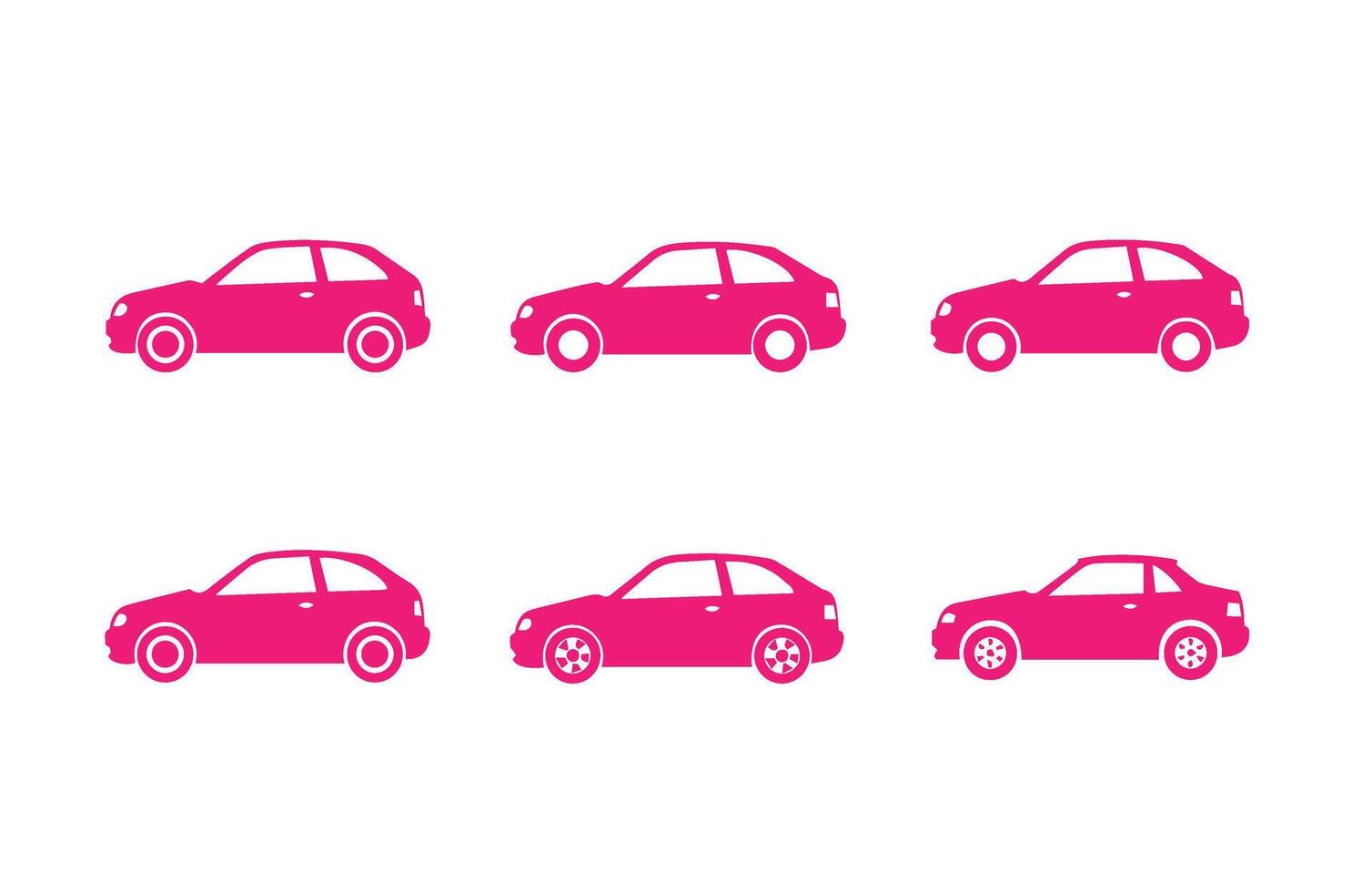 Hatchback and sedan car silhouettes pack for web, print, and marketing projects vector