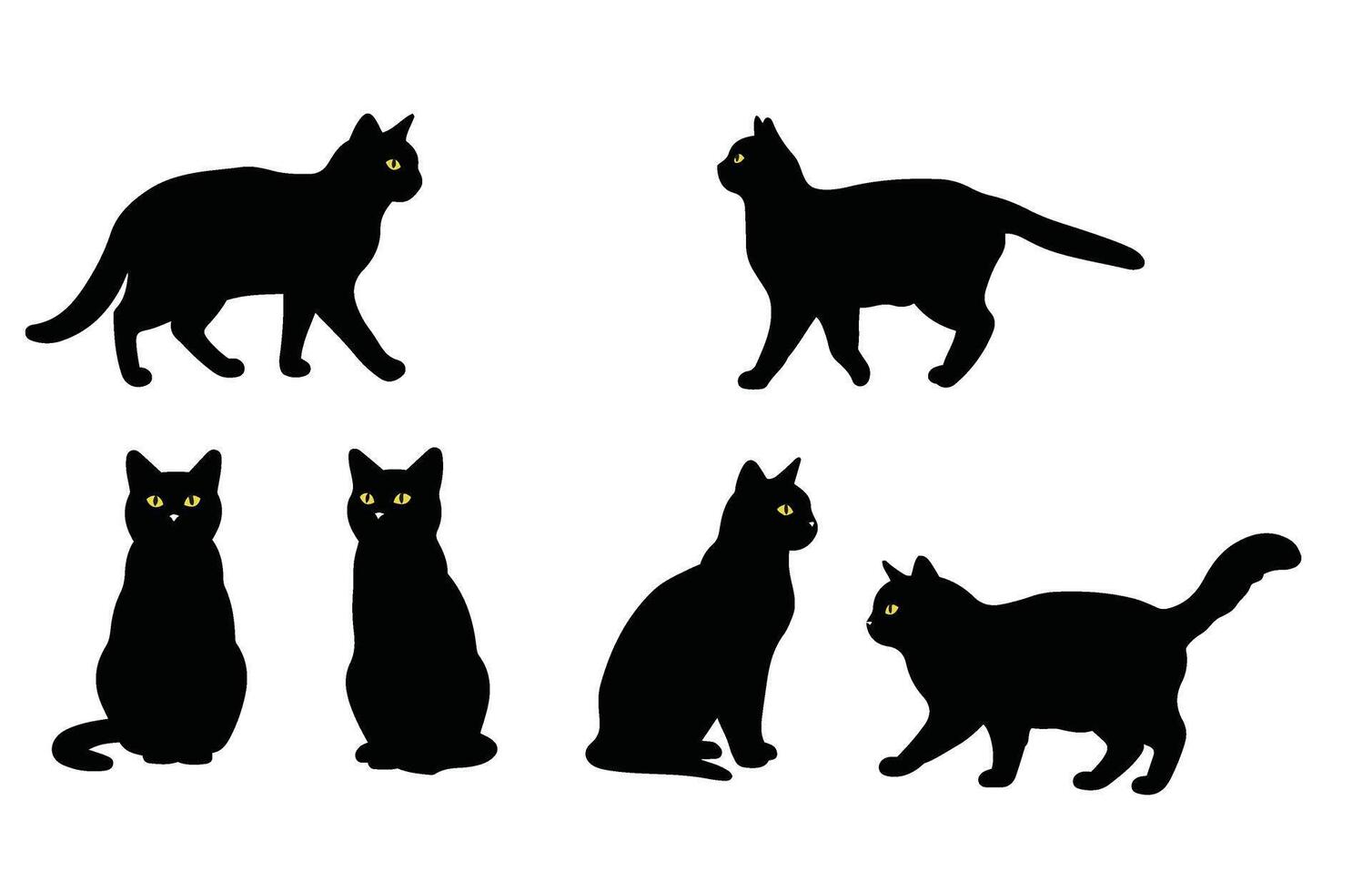Perfect Black Cat Silhouettes Set for Digital Art Projects vector