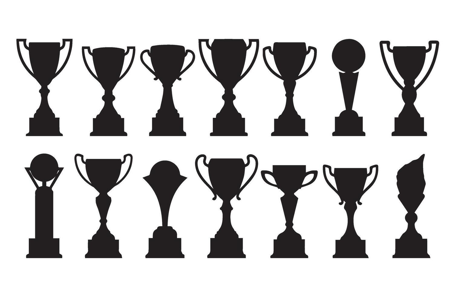 Gold and Silver Trophy Icon Collection Awards Cup vector