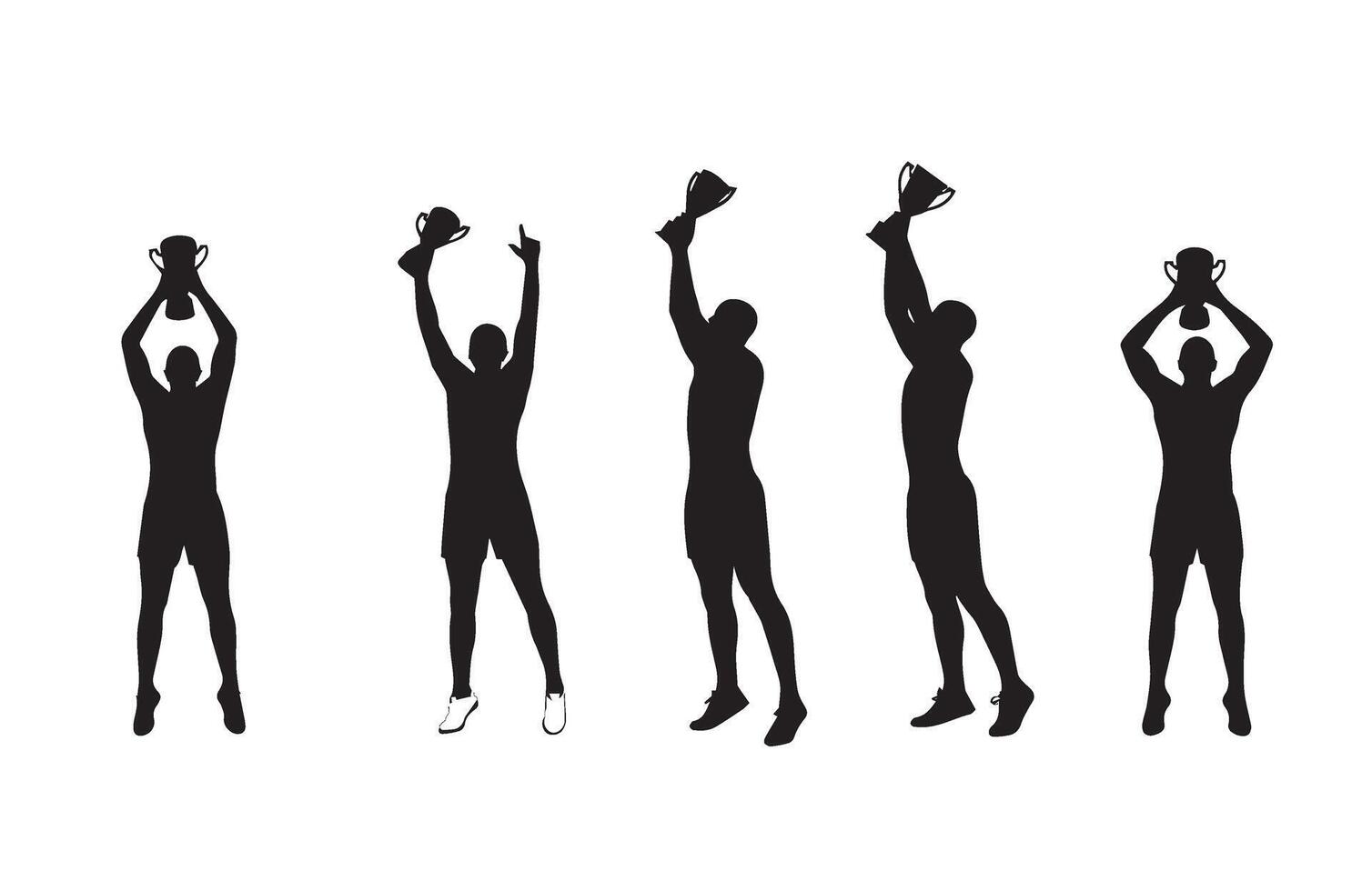 Excited Winner with Cup Silhouette vector