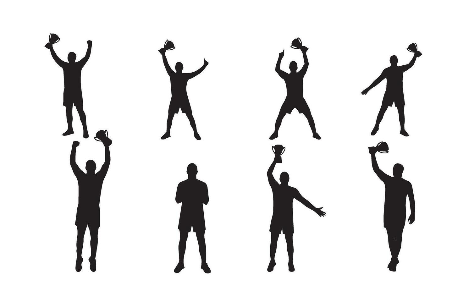 Happy Athlete Lifting Cup Silhouette vector