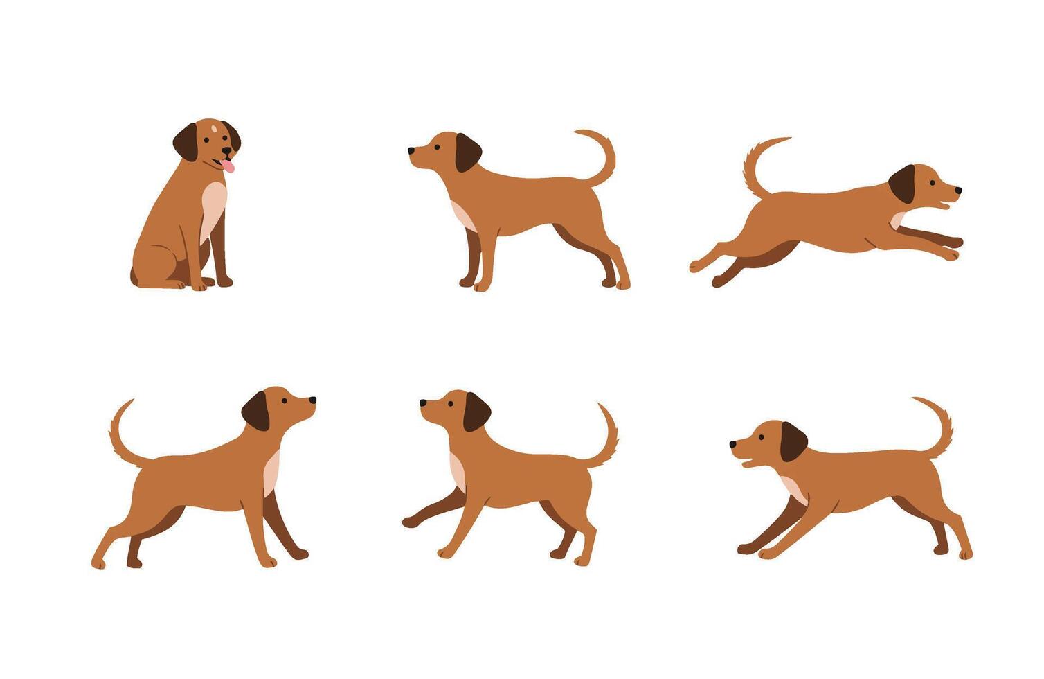Fun-loving brown dog in different poses expressing joy and excitement vector