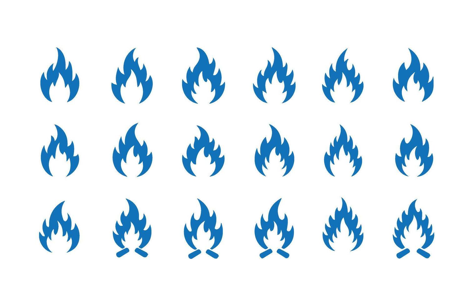 Various fire flame icons in red for burning effect and energy representation vector