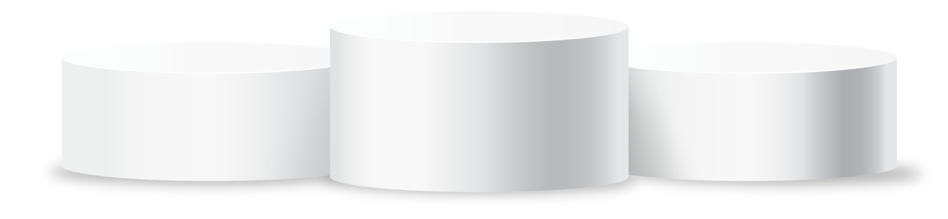 Three Podium in round shape. Studio showroom product pedestal, stage showcase mockup scene. png