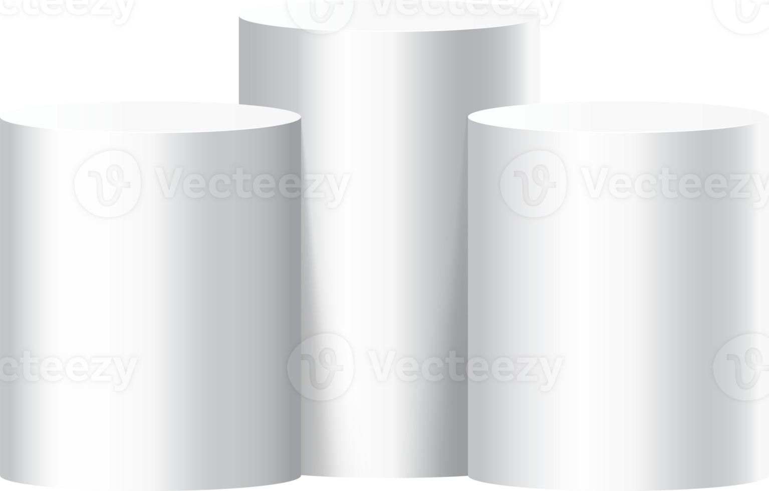 Three Cylindrical podium. Minimalist mockup product display presentation, Stage for showcase. png
