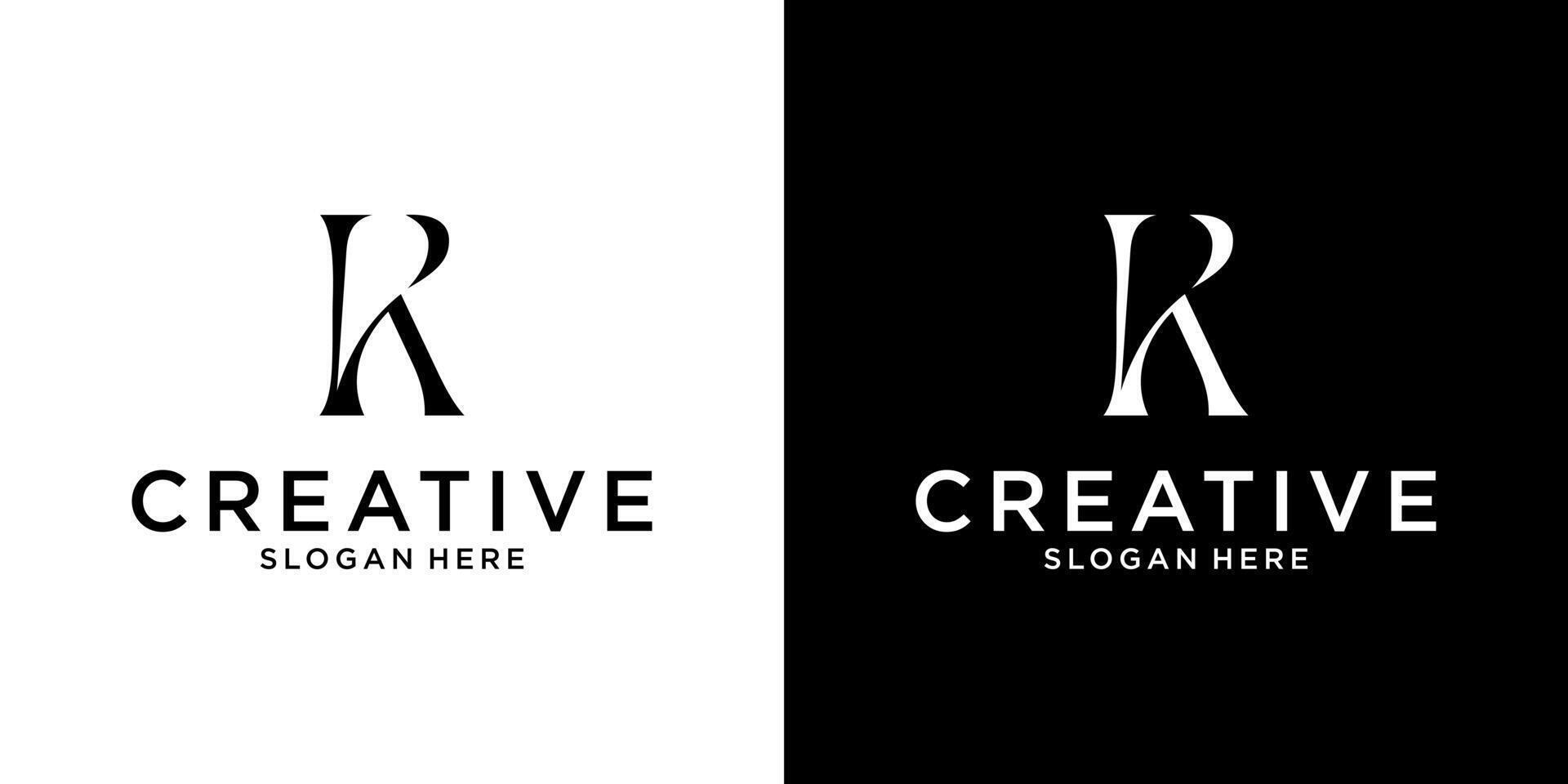 KR or RK initial letter logo design vector