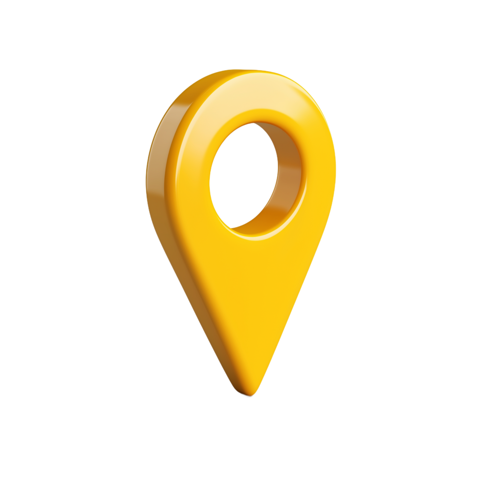 3D Render of a Vibrant Yellow Location Marker Pin. A Bold Symbol for Navigation and GPS Technology png