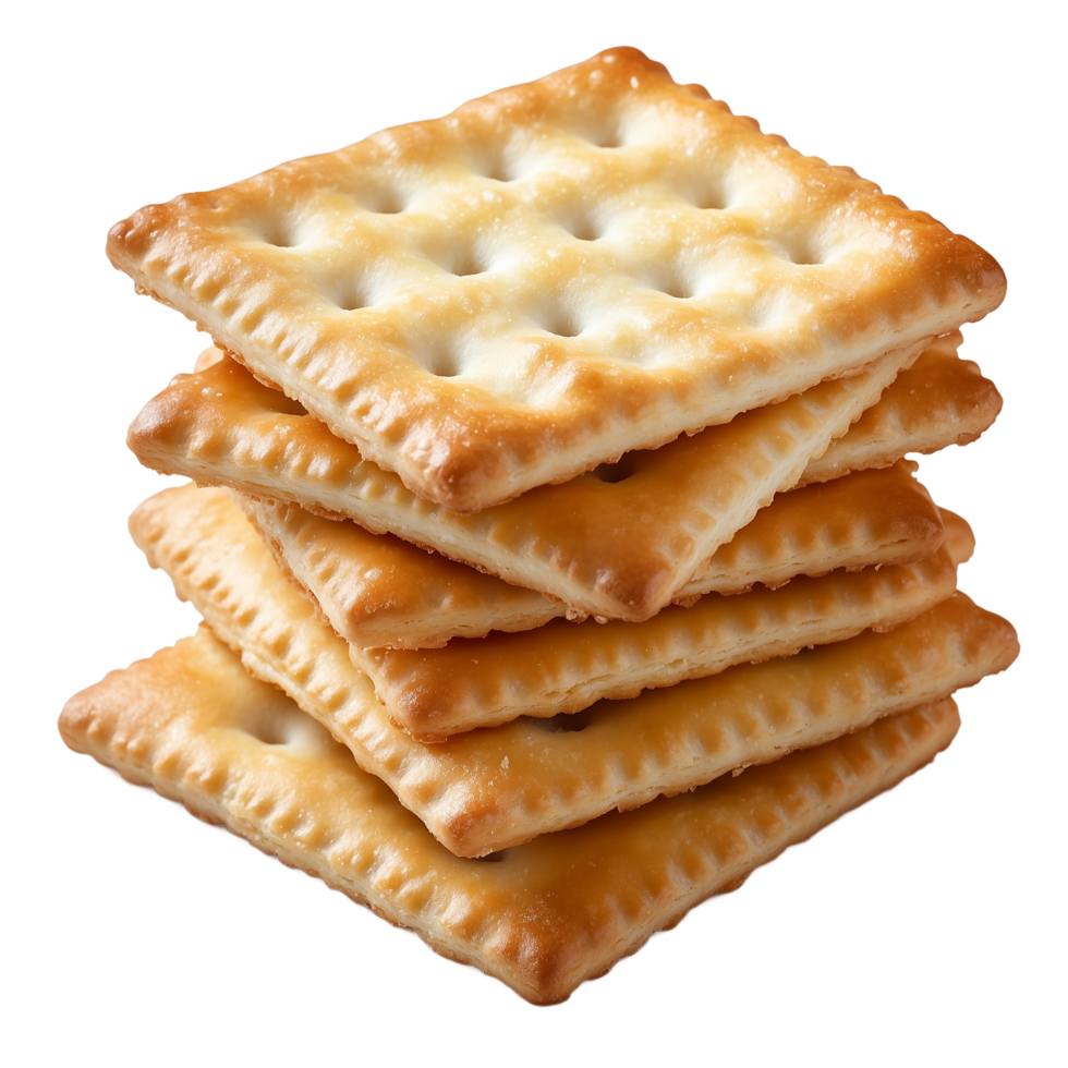 A Delicious Stack of Crispy Crackers Ready to Eat, Perfect for Snacking or a Light Meal, Golden Brown and Temptingly Arranged png