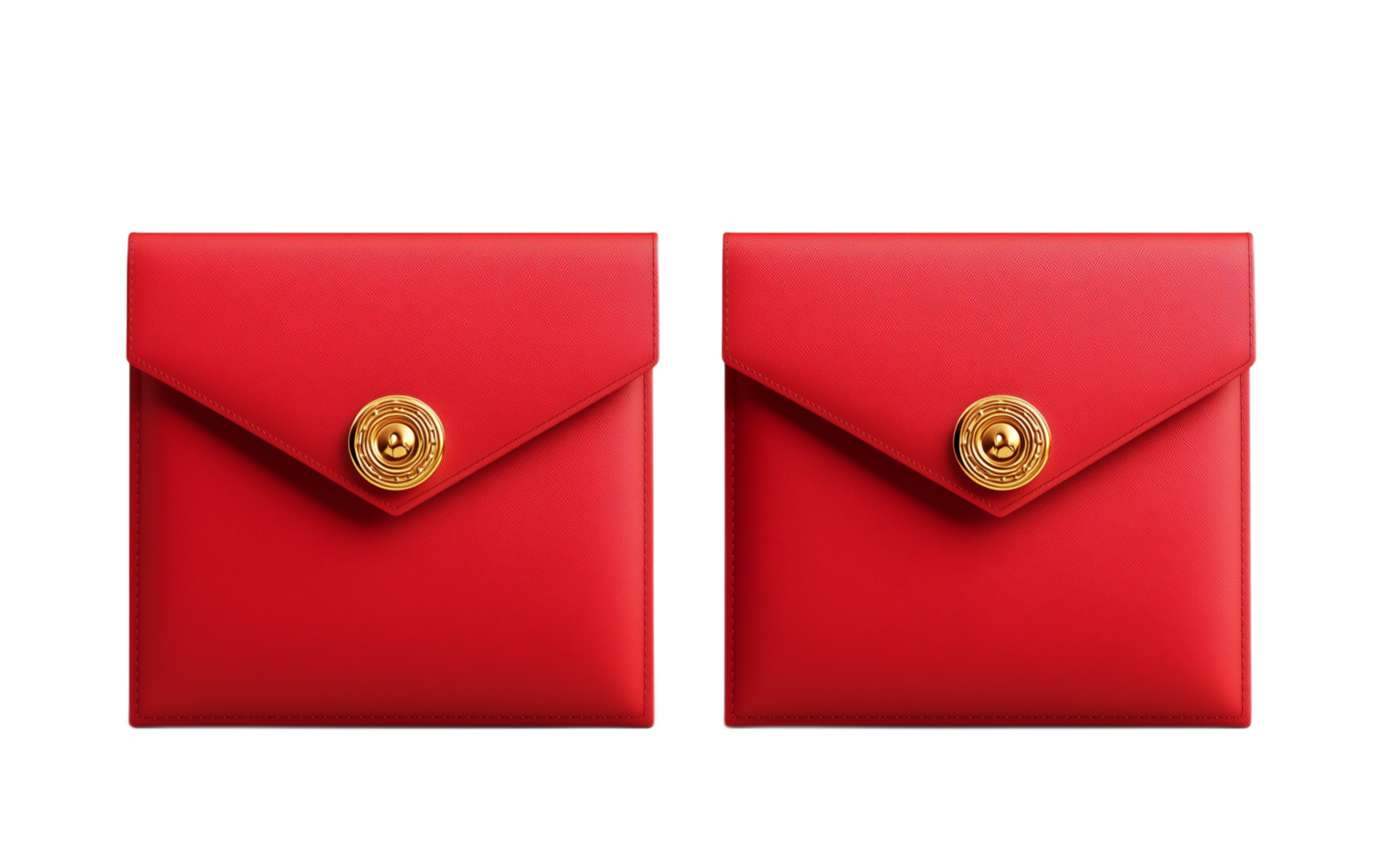 Elegant Red Envelopes with Gold Clasps. A Pair of Luxurious Chinese New Year Gift Pouches png