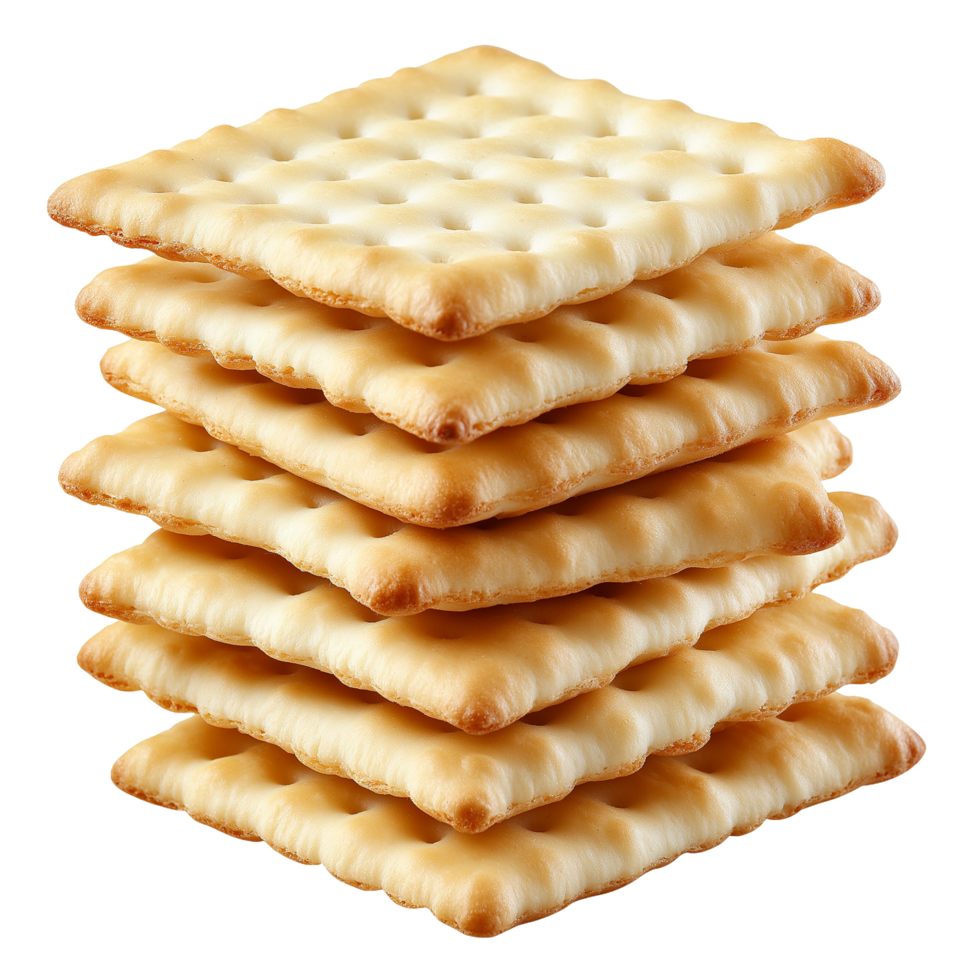 A Stack of Golden Brown Buttery Crackers, Crispy and Delicious Snack Food png