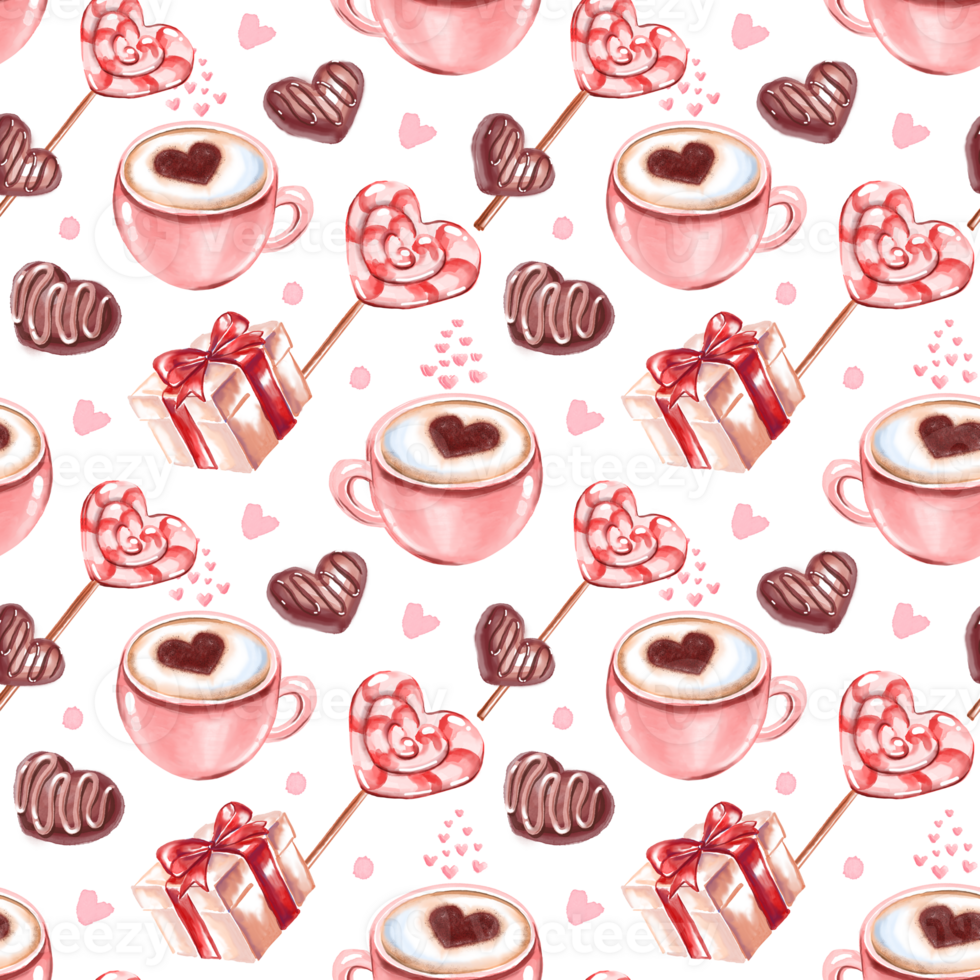 Valentine Day seamstress pattern. Cute watercolour illustration png