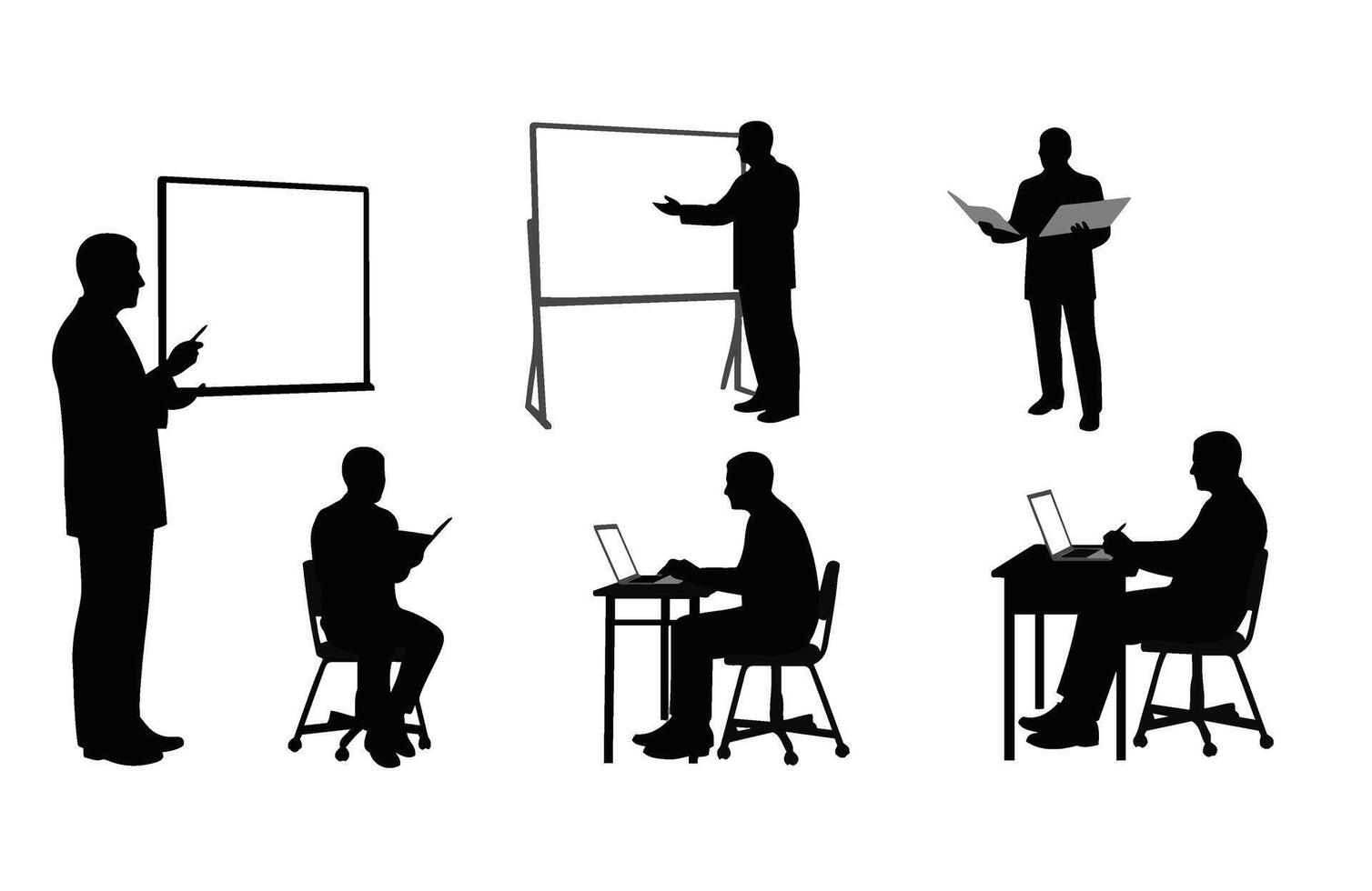 Office business training session with teamwork and professional presentations vector