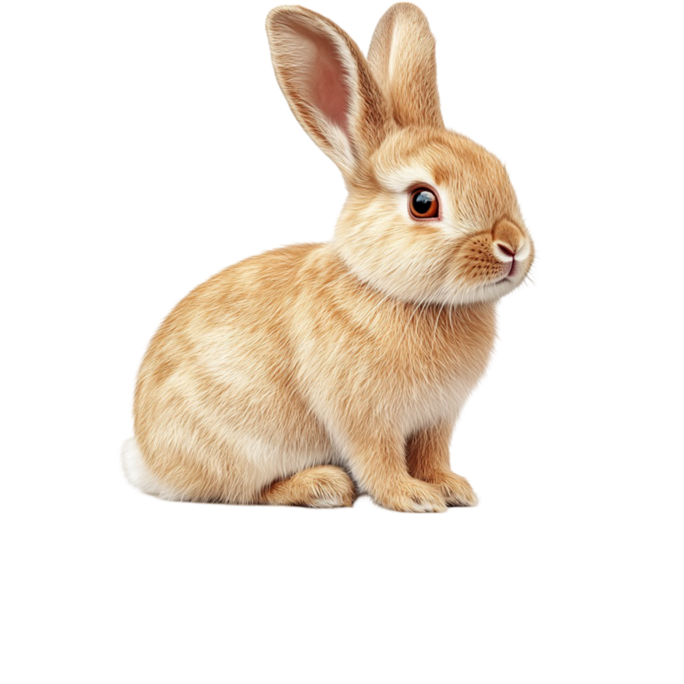 Light Brown Rabbit Sitting on a Plain Surface png