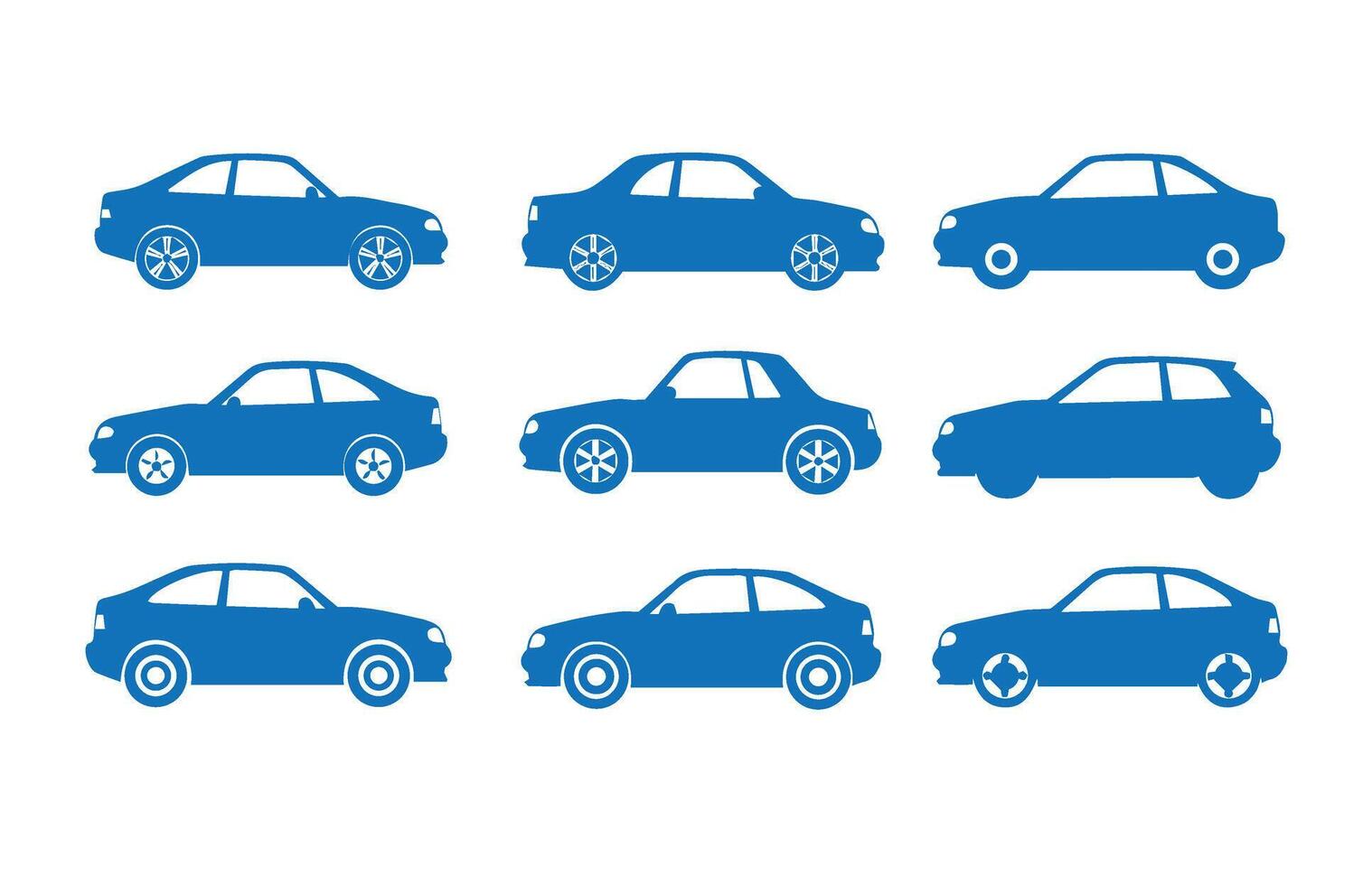 Compact hatchback and sedan icons for web, digital marketing, and branding vector