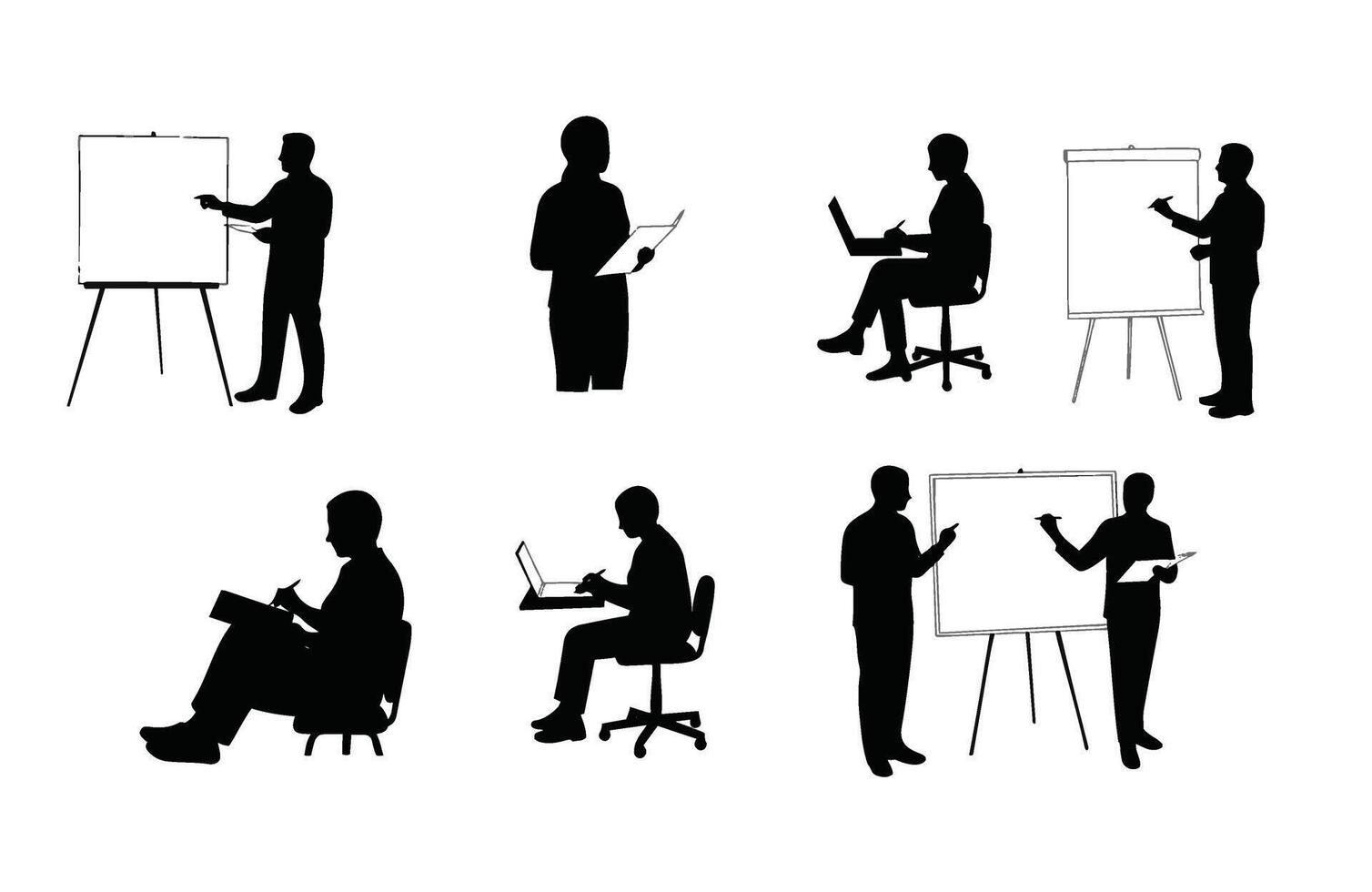 Business professionals engaging in teamwork and structured corporate training vector