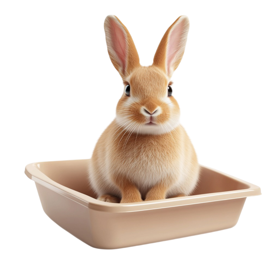 Rabbit Sitting in a Brown Container png