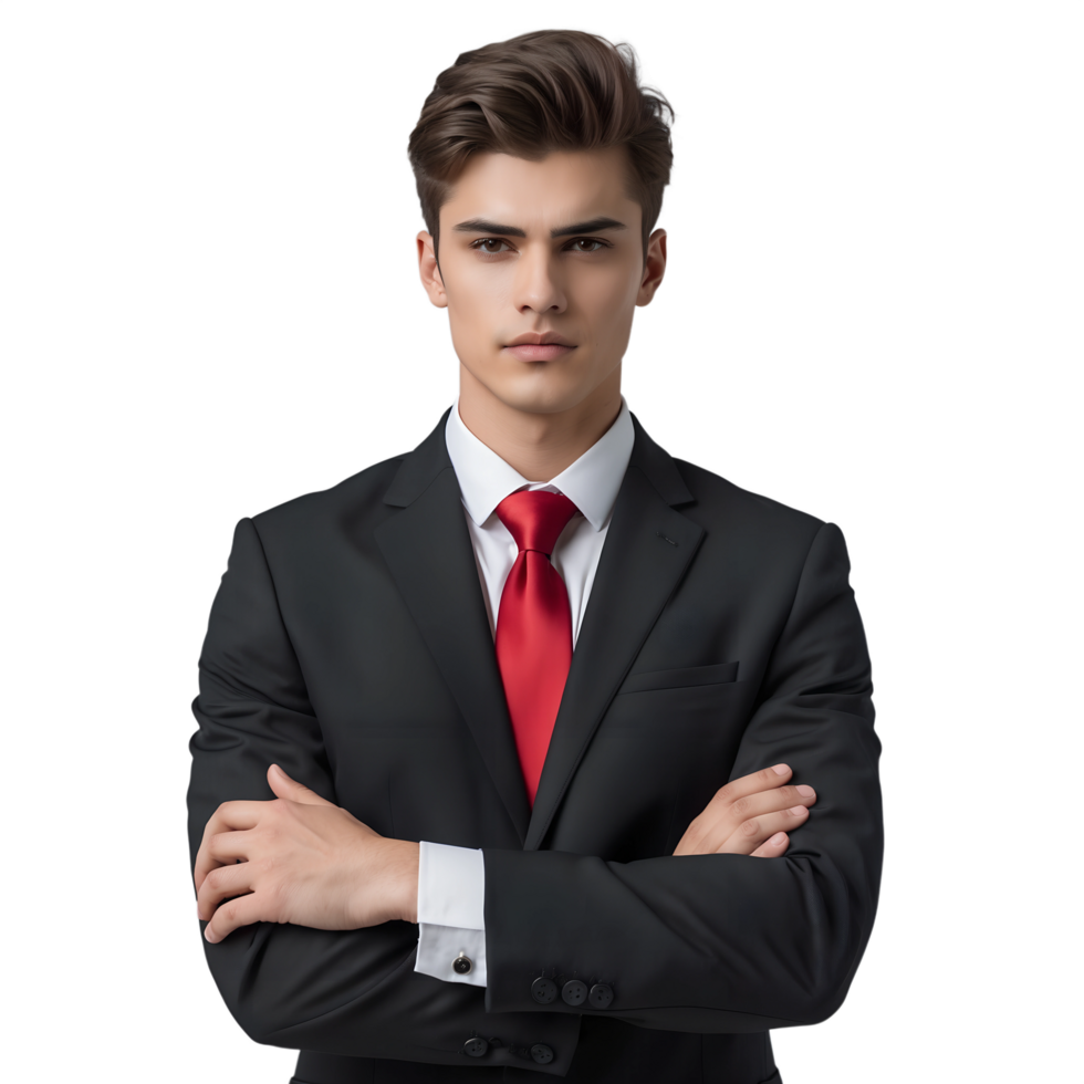 A young man in a suit and tie png
