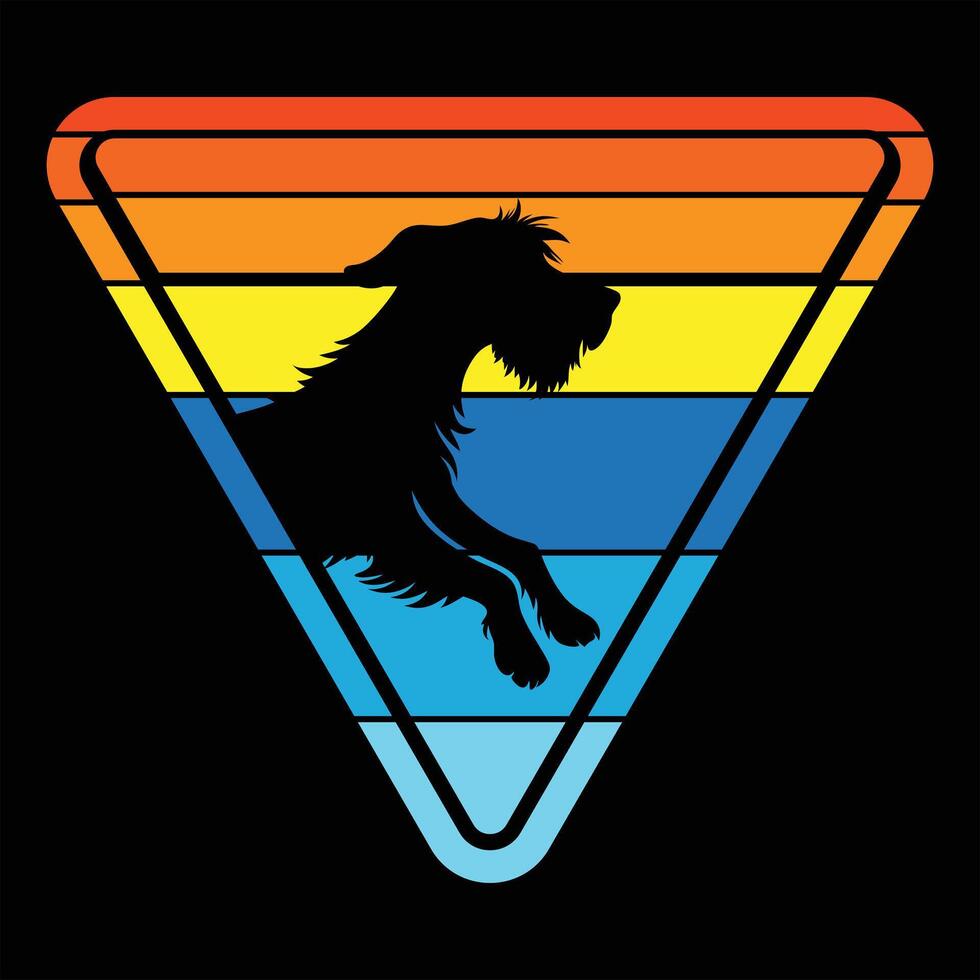 Sunlit Spirit Wirehaired Pointing Griffon Dog Silhouette Retro Creation vector