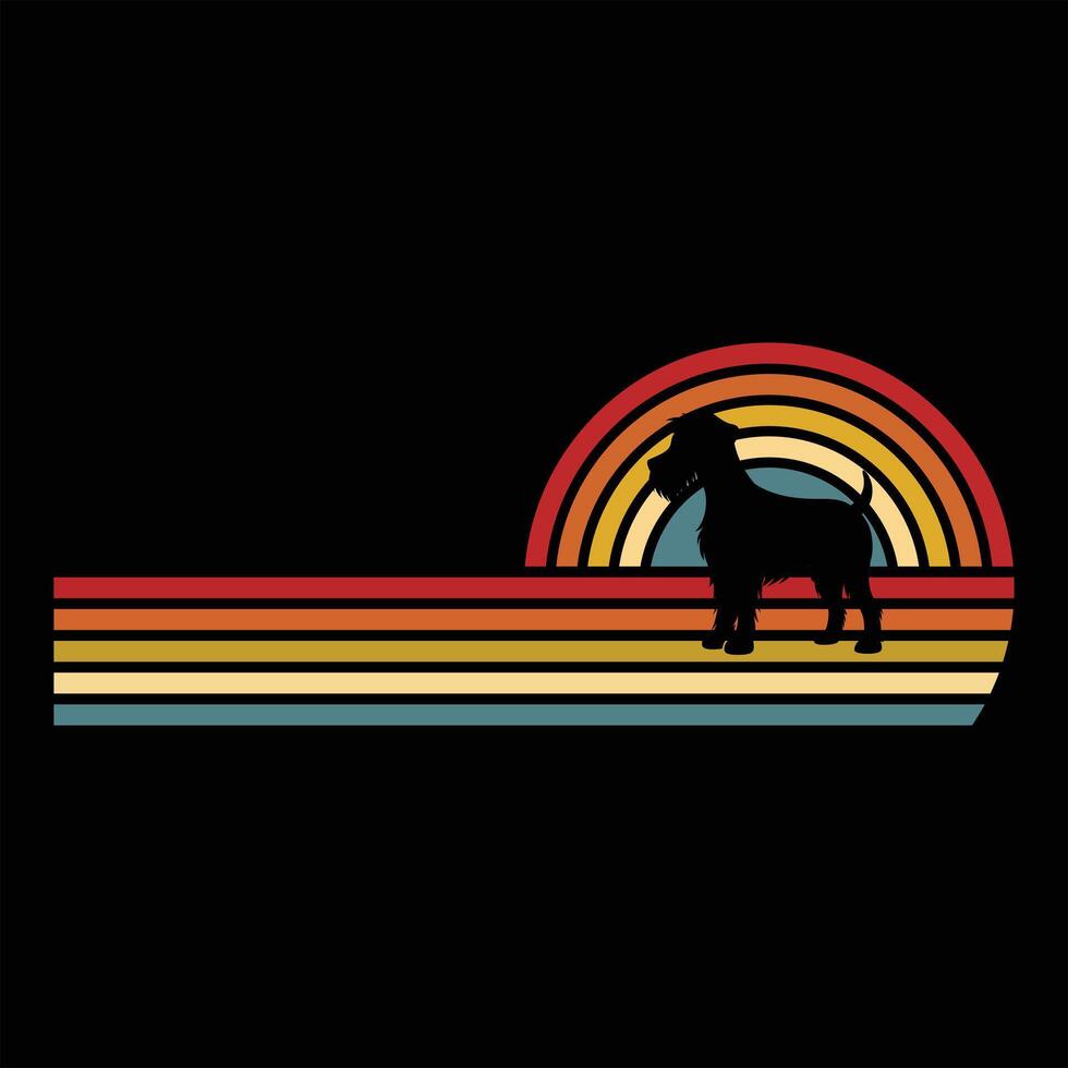 Retro Sunset Vibes with Wheaten Terrier Dog Silhouette vector