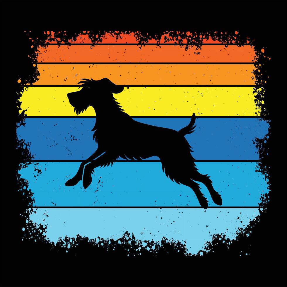 Sunset Stance Wirehaired Pointing Griffon Dog Silhouette Classic Look vector