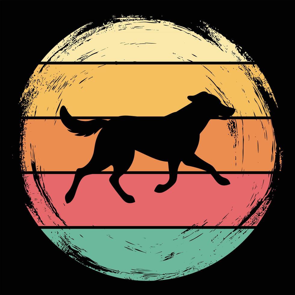 Chesapeake Bay Retriever Silhouette with Retro Sunset and Vintage Flair vector