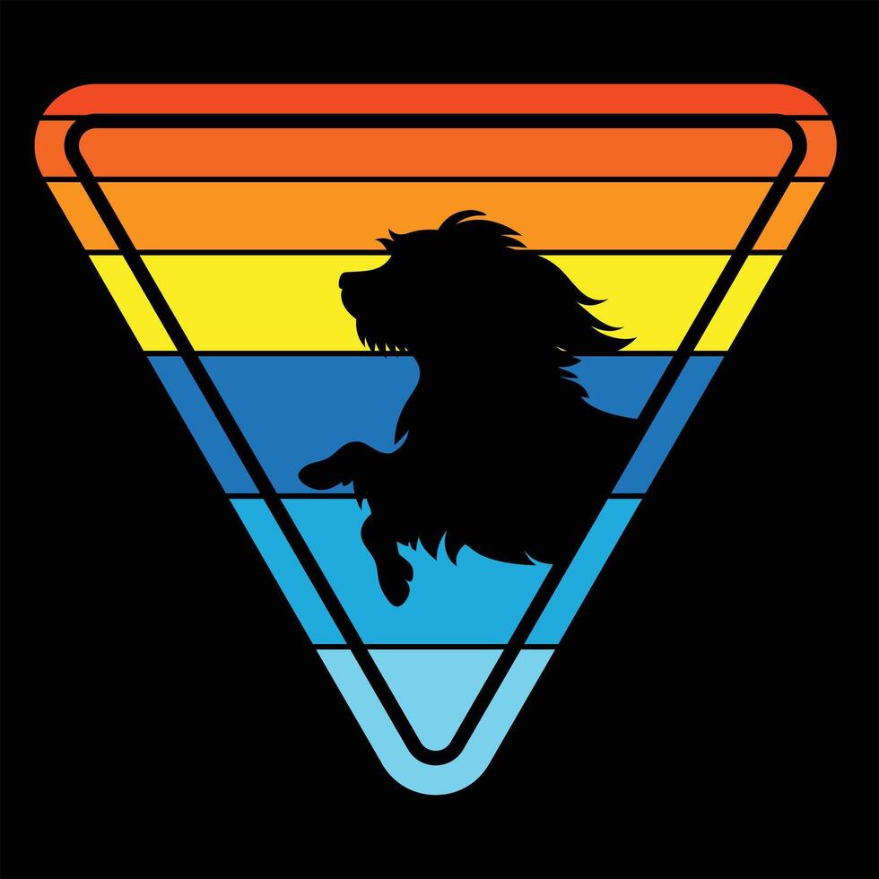 Sunset Background Featuring a Lhasa Apso Dog Silhouette vector
