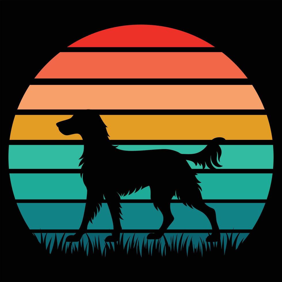 Classic Sunset Design Featuring English Setter Silhouette vector