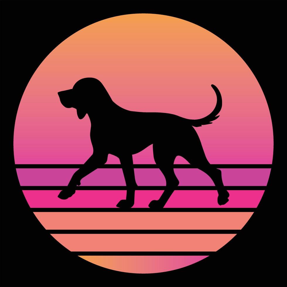 Vintage Sunset Design with Coonhound Silhouette vector