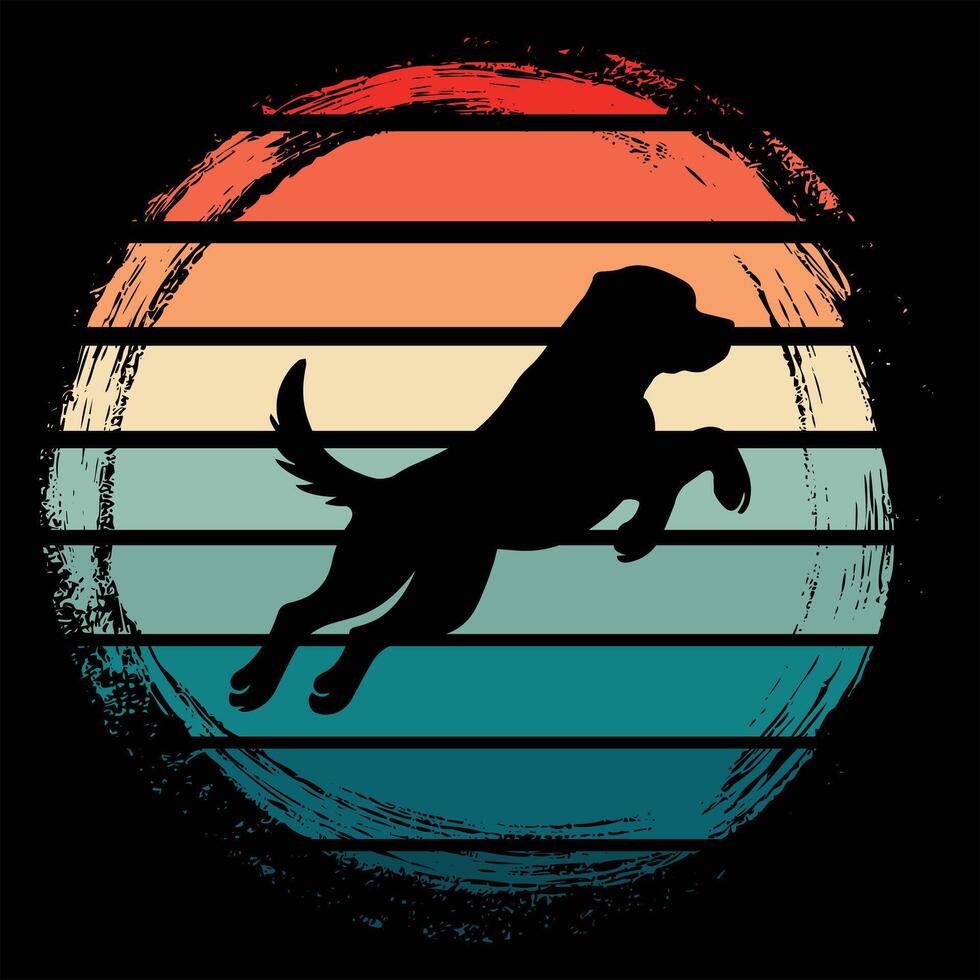 Retro Illustration of Greater Swiss Mountain Dog at Sunset vector