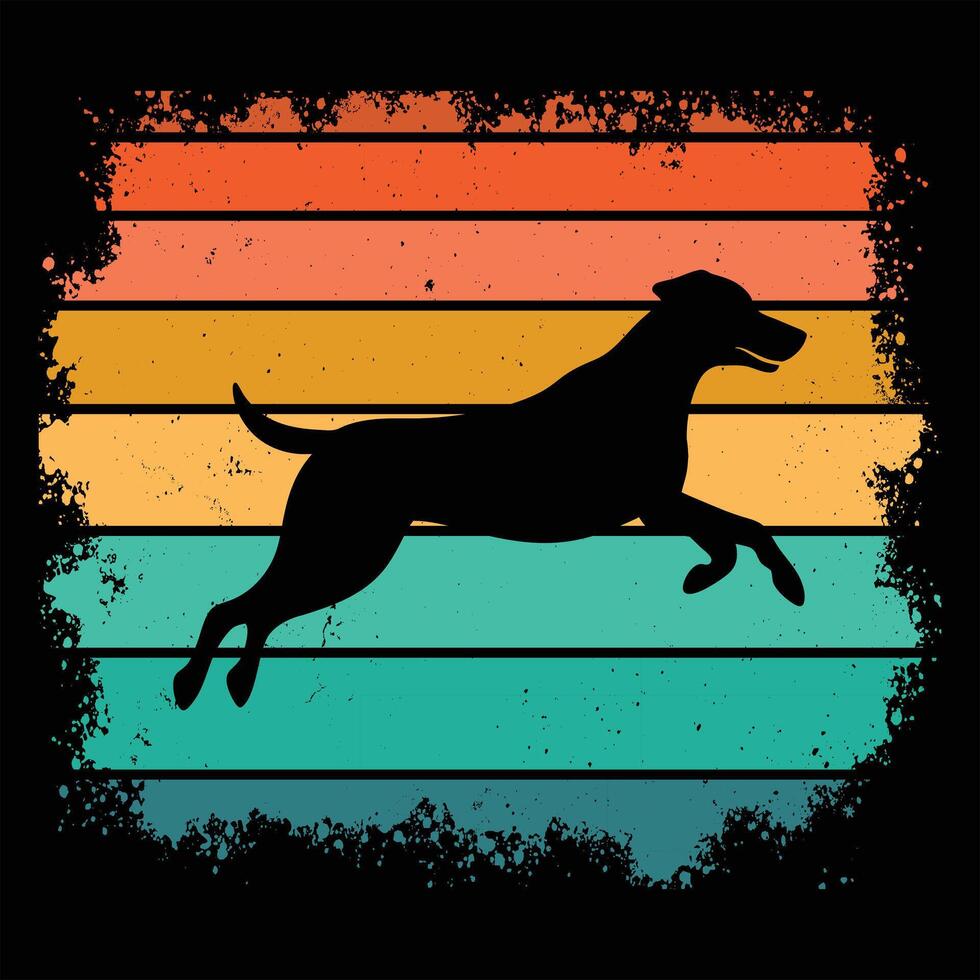 Retro Sunset Glow with Greater Swiss Mountain Dog Silhouette vector
