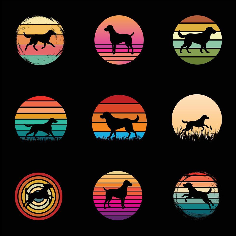 Classic Sunset Design Featuring Chesapeake Bay Retriever Silhouette vector