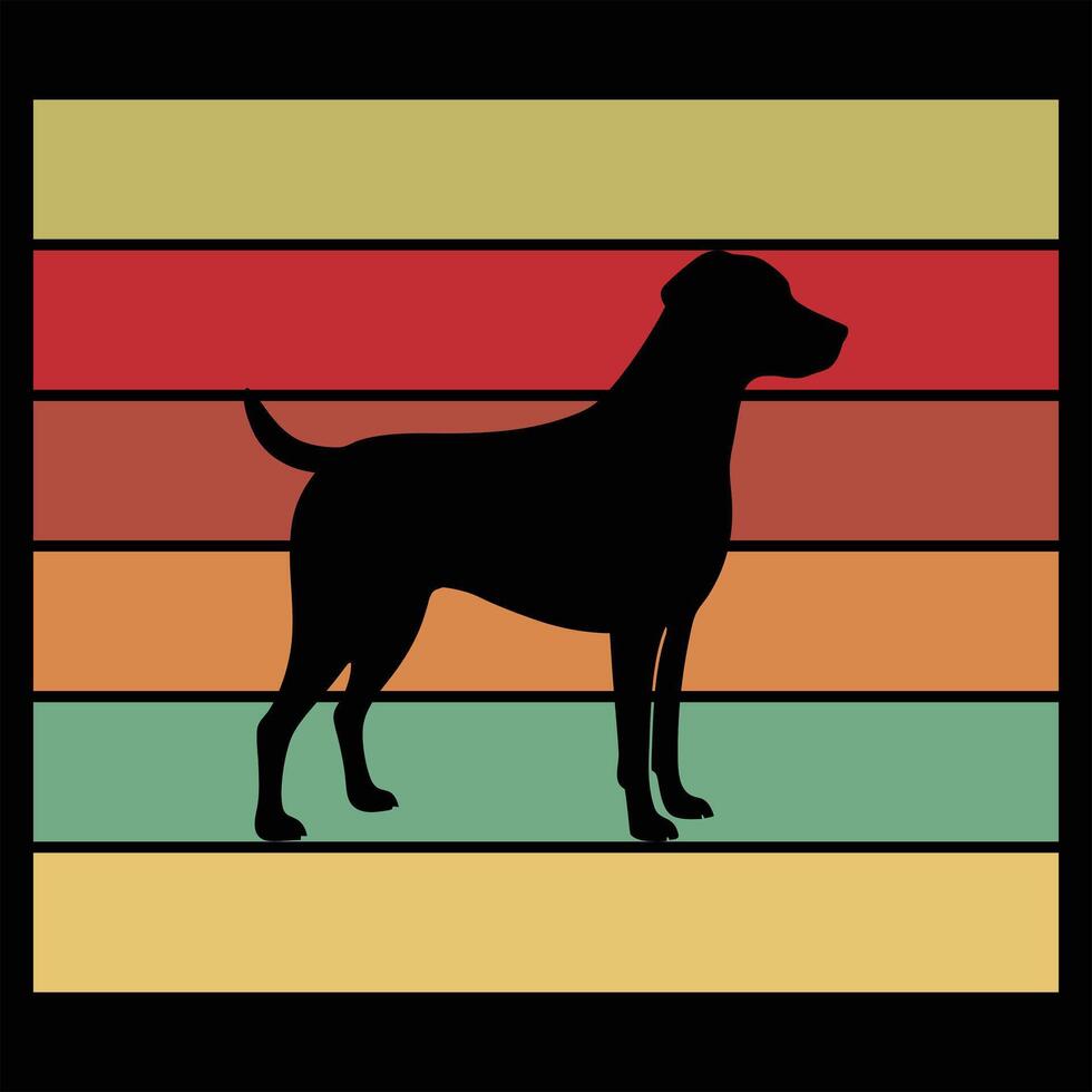 Sunset Over Chesapeake Bay Retriever Dog Silhouette in Retro Style vector
