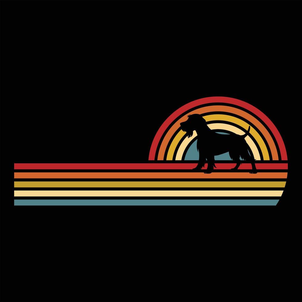 Spinone Italiano Silhouette in a Vibrant Retro Sunset vector