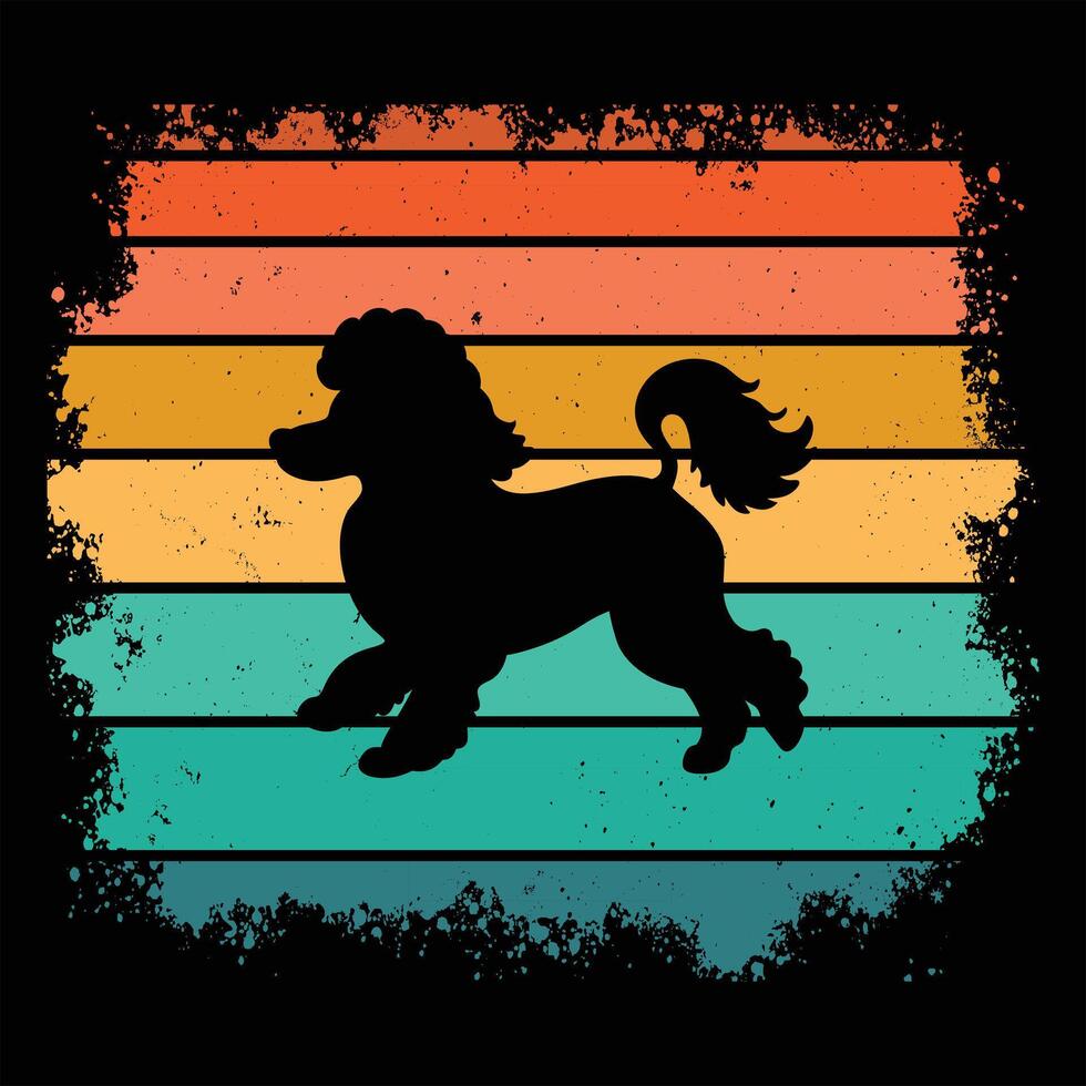 Retro Sunset Colors Featuring Toy Poodle Dog Silhouette vector