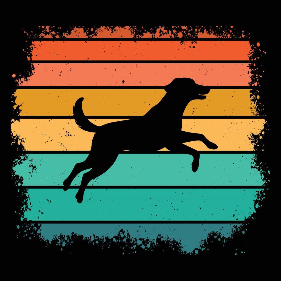 Retro Illustration of Chesapeake Bay Retriever Against a Sunset vector