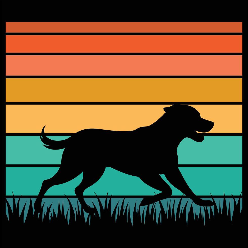 Greater Swiss Mountain Dog Silhouette in a Sunset Retro Theme vector