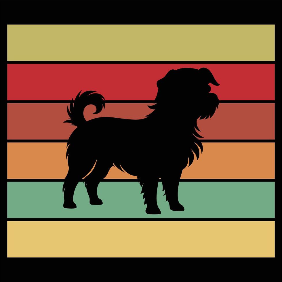 Vintage Brussels Griffon Dog with Sunset Retro Design vector