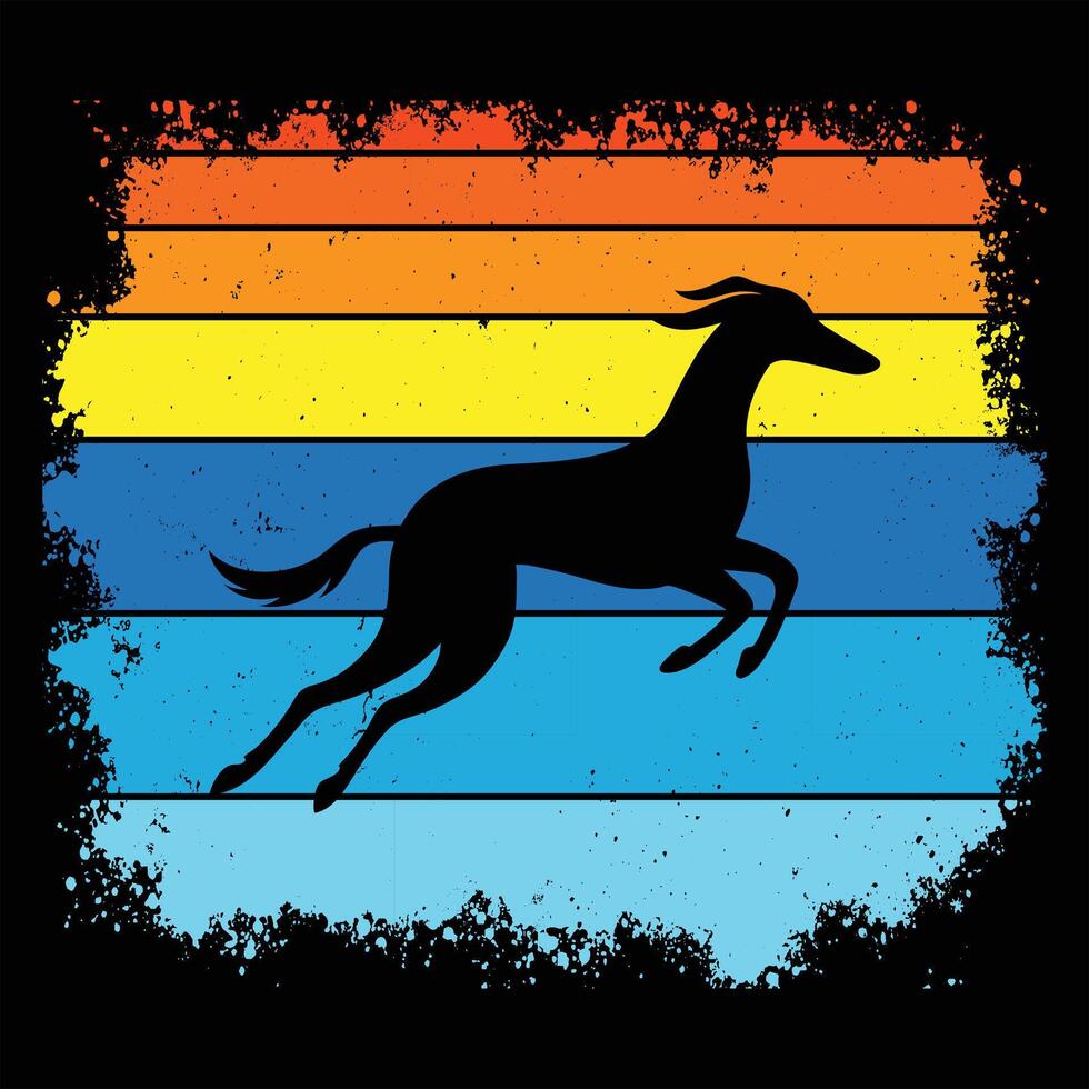 Saluki Silhouette with Warm Sunset Retro Backdrop vector