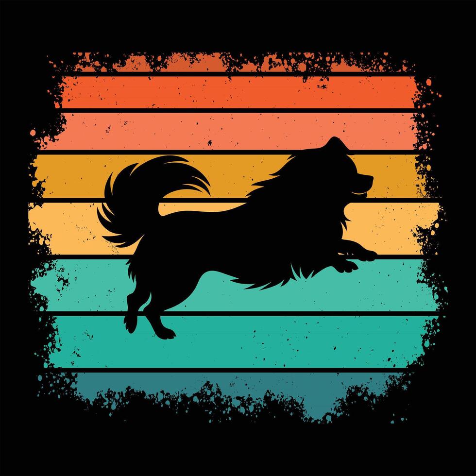 Pekingese Dog Silhouette with a Classic Sunset Scene vector