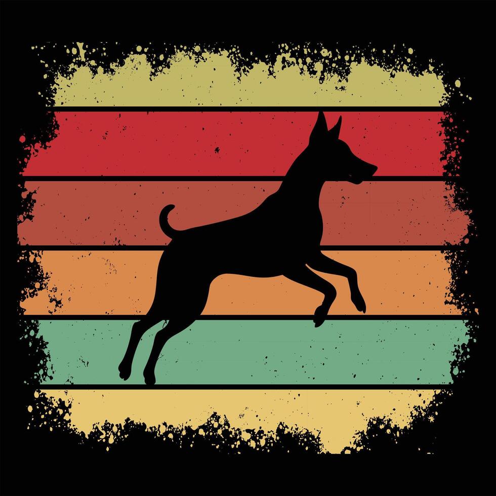 Vintage German Pinscher Dog with Sunset Retro Design vector