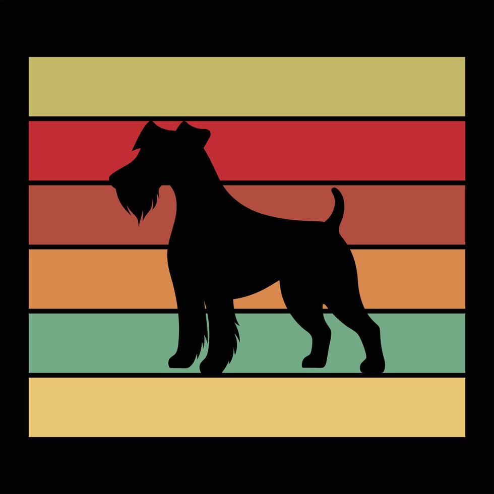 Sunset Retro Illustration With Welsh Terrier Silhouette vector