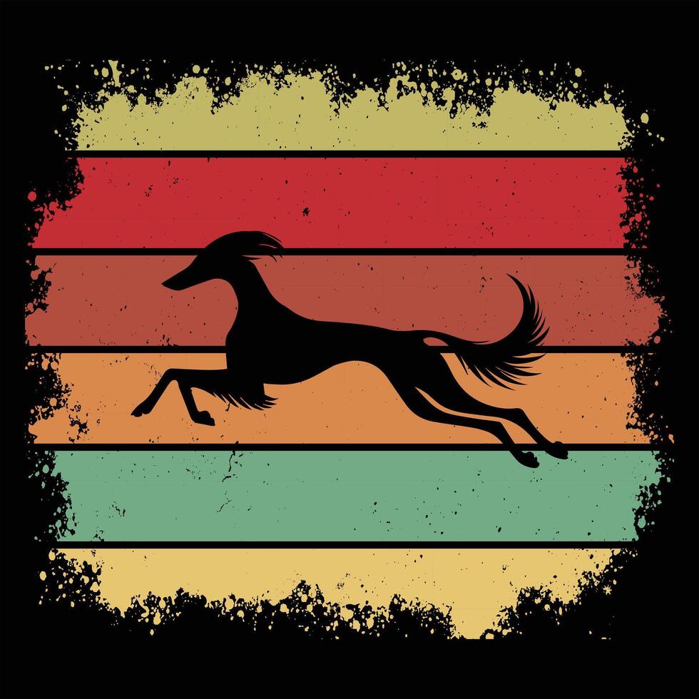 Saluki Silhouette in Sunset Retro Colors vector