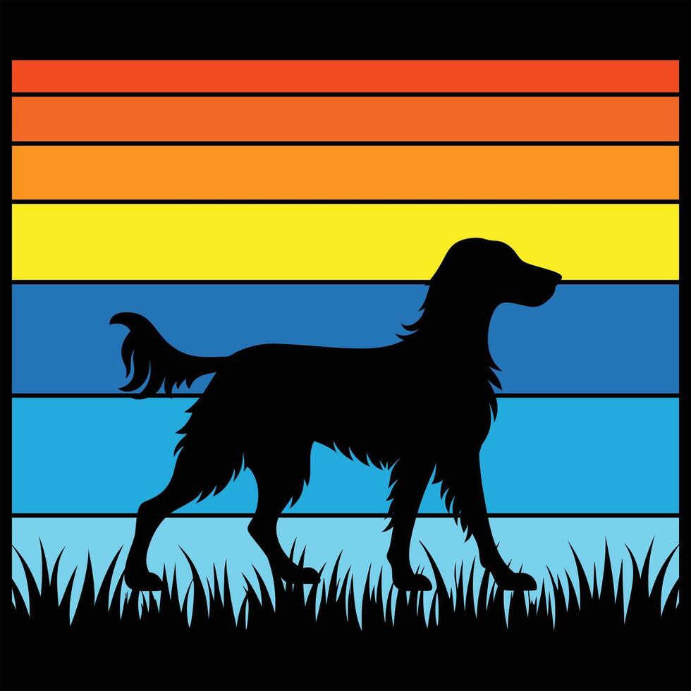 English Setter Dog in Retro Sunset with Vintage vector