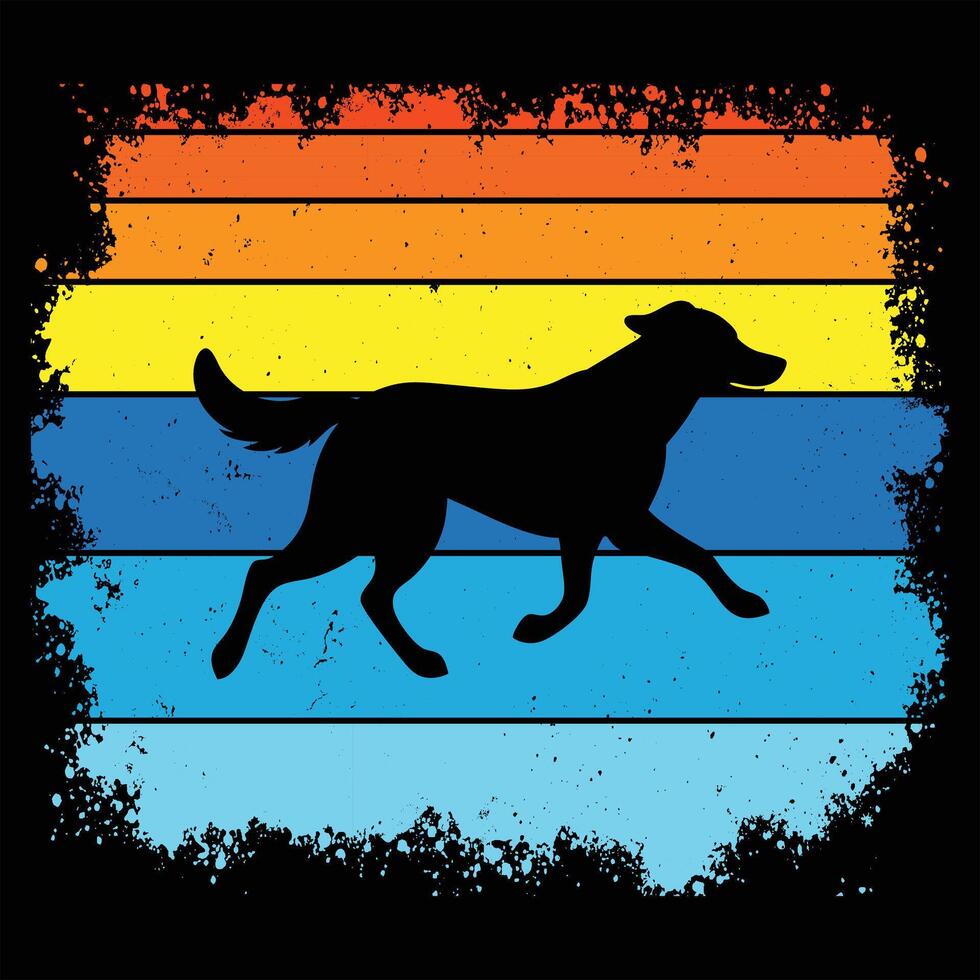 Vintage Sunset Background Featuring Chesapeake Bay Retriever Dog vector