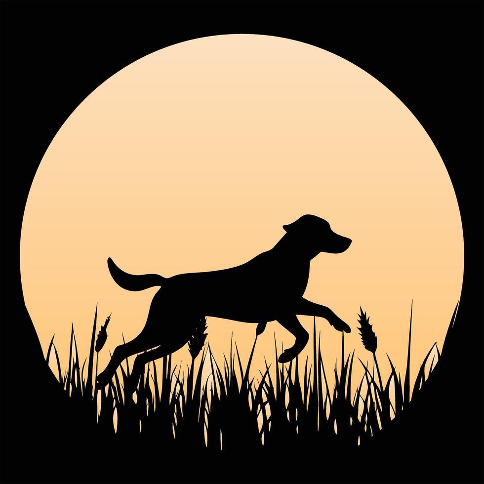 Chesapeake Bay Retriever in Retro Sunset with Vintage Background vector