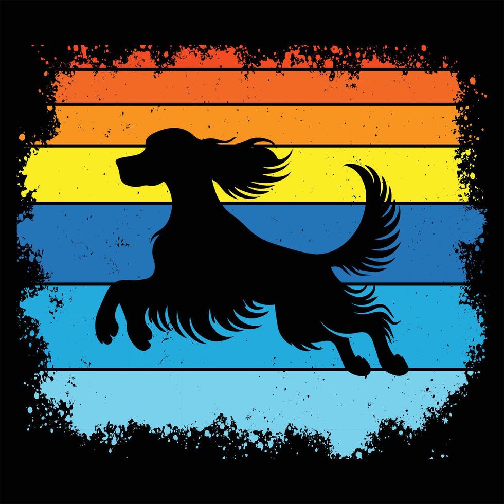 Sunset-Inspired Vintage Illustration of an Irish Setter Dog vector
