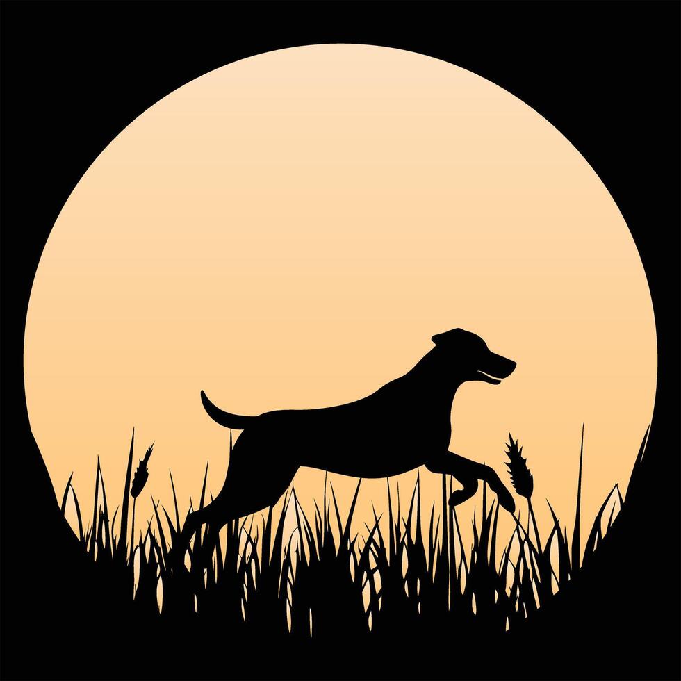 Greater Swiss Mountain Dog in Silhouette Against a Bold Sunset vector