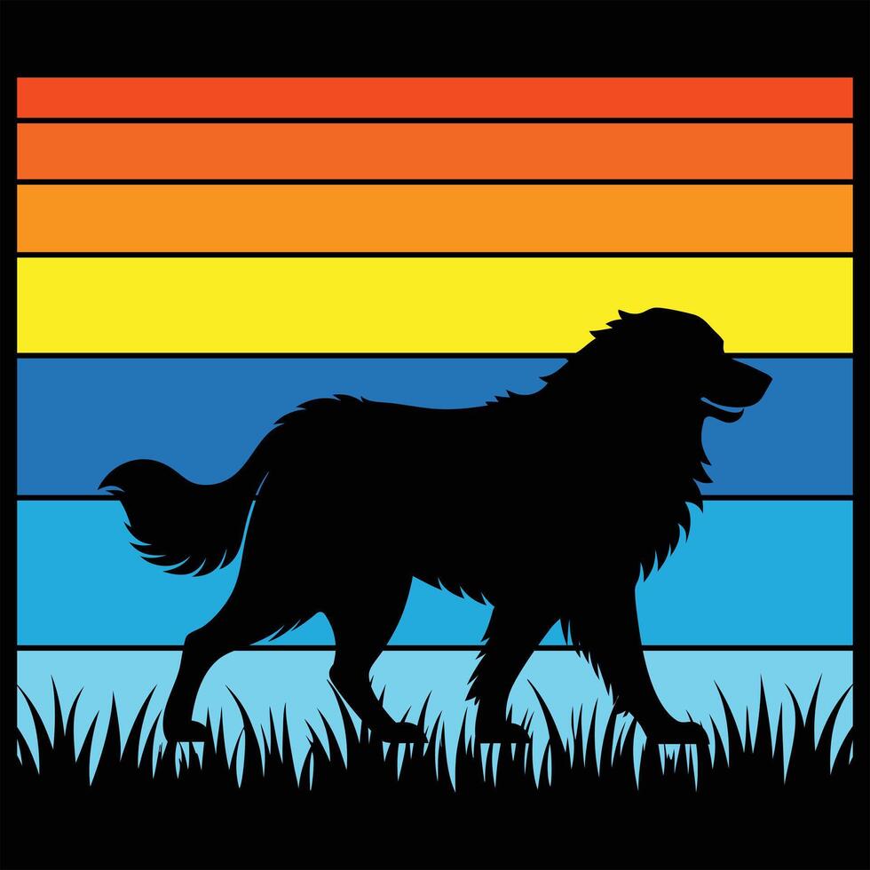 Leonberger Dog in Sunset Retro Artwork vector