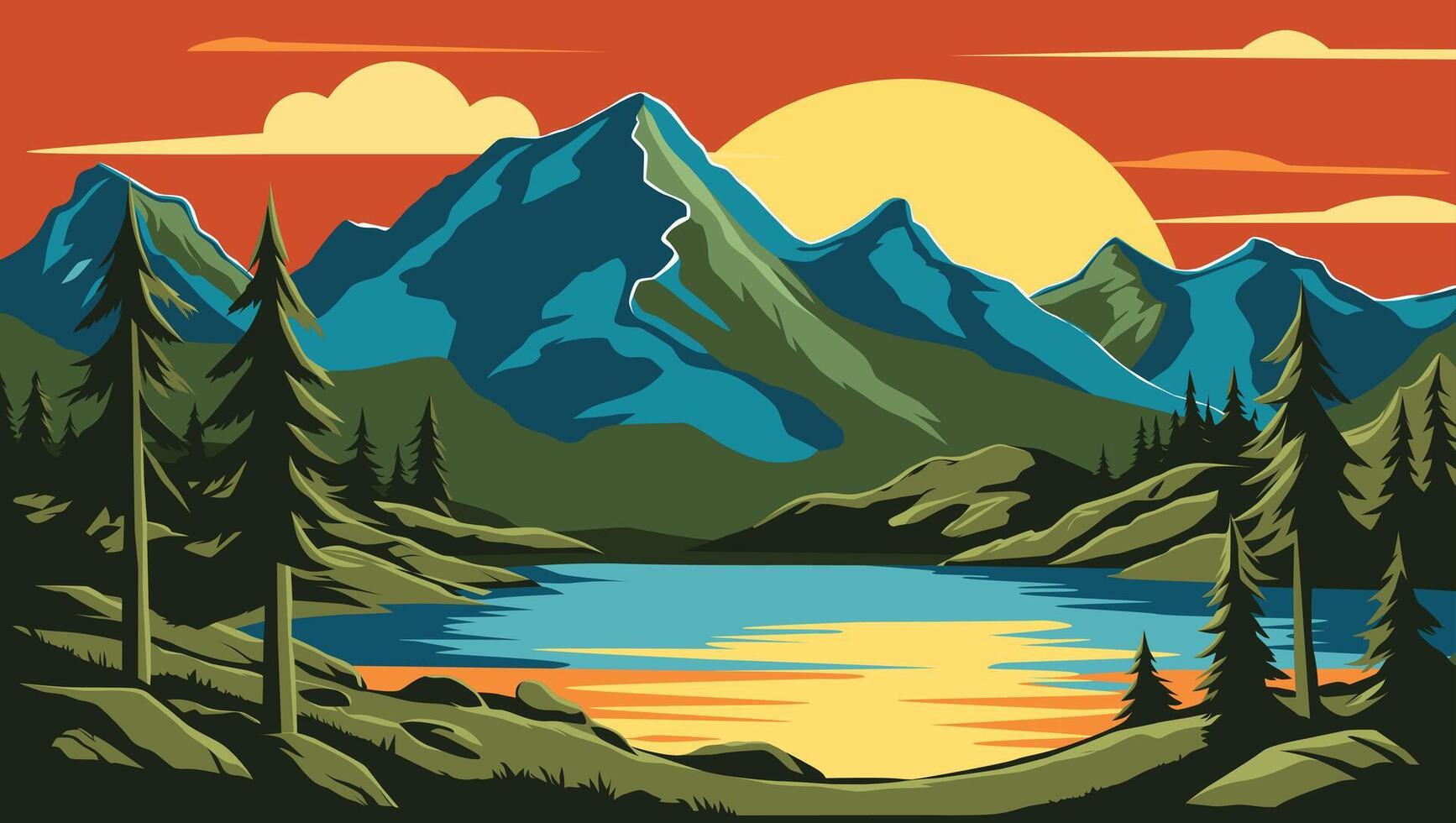 絵画 Mountain at sunset 絵画 Mountain at sunset A Mountainous Landscape at Sunset