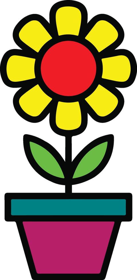Cute Flower Tub Illustration Design vector